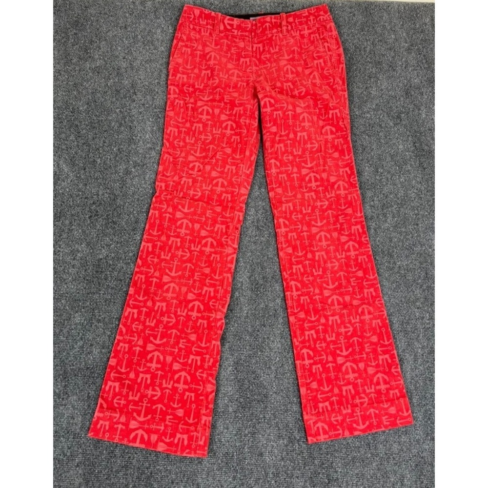 Vineyard Vines by Shep & Ian Womens Corduroy Red Jeans Anchor Pattern Size 4.